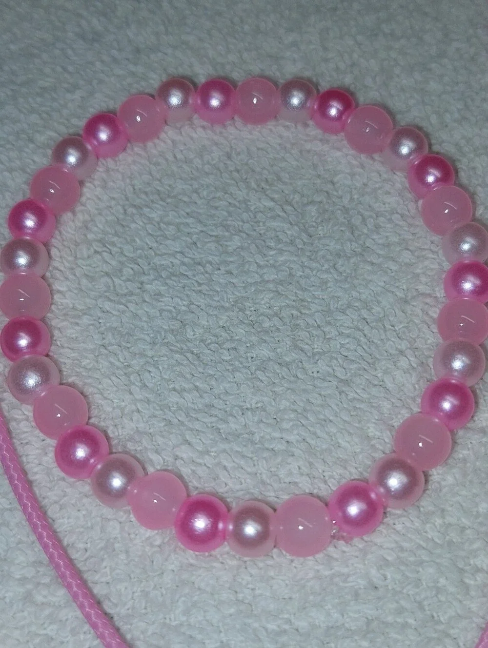 Pink Pearl Bead Bracelet, Necklace & Earring Set - Breast Cancer Ribbon Charm